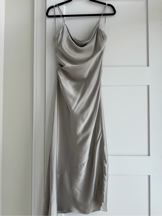 Zara Dresses & Skirts - NWT Zara Silver Satin Cowl Midi Slip Dress